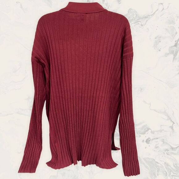 Vince Camuto Long Sleeve Rib-Knit Mock Neck Statement Sweater - Size XL - Burgun - Picture 4 of 4